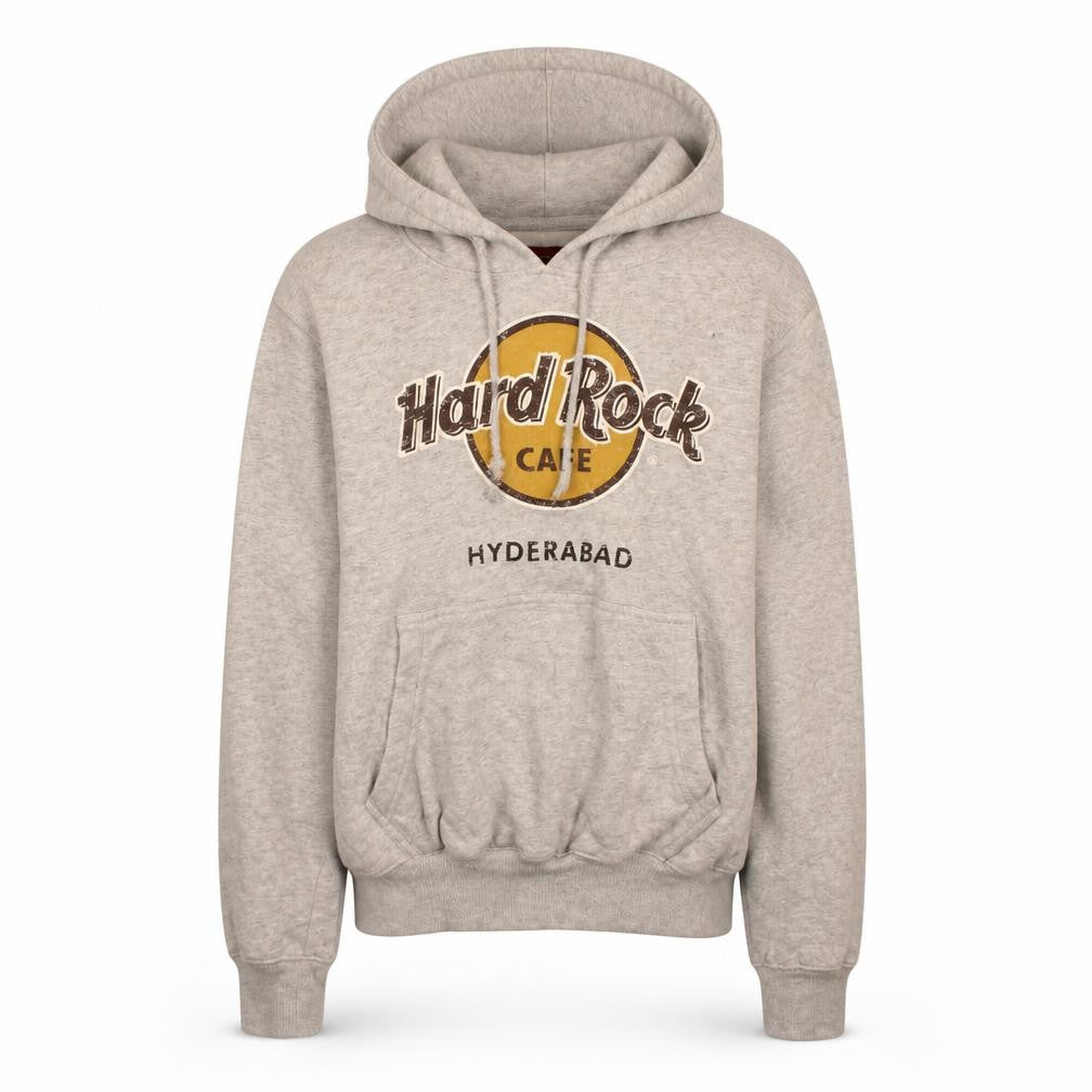 Hard Rock Cafe Hyderabad Grey Pullover Hoodie XS Men's Graphic Sweatshirt
