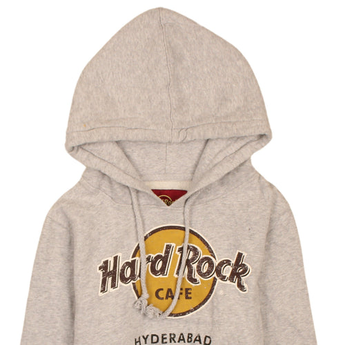 Hard Rock Cafe Hyderabad Grey Pullover Hoodie XS Men's Graphic Sweatshirt