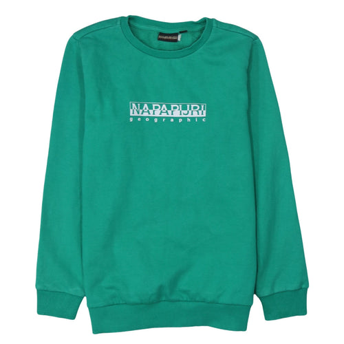 Napapijri Women’s Green Cotton Blend Logo Sweatshirt Size 12