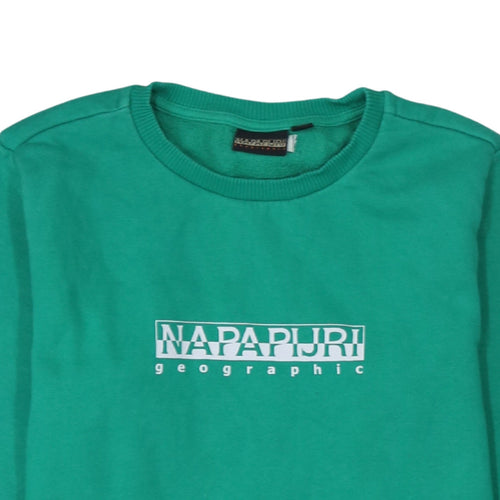 Napapijri Women’s Green Cotton Blend Logo Sweatshirt Size 12
