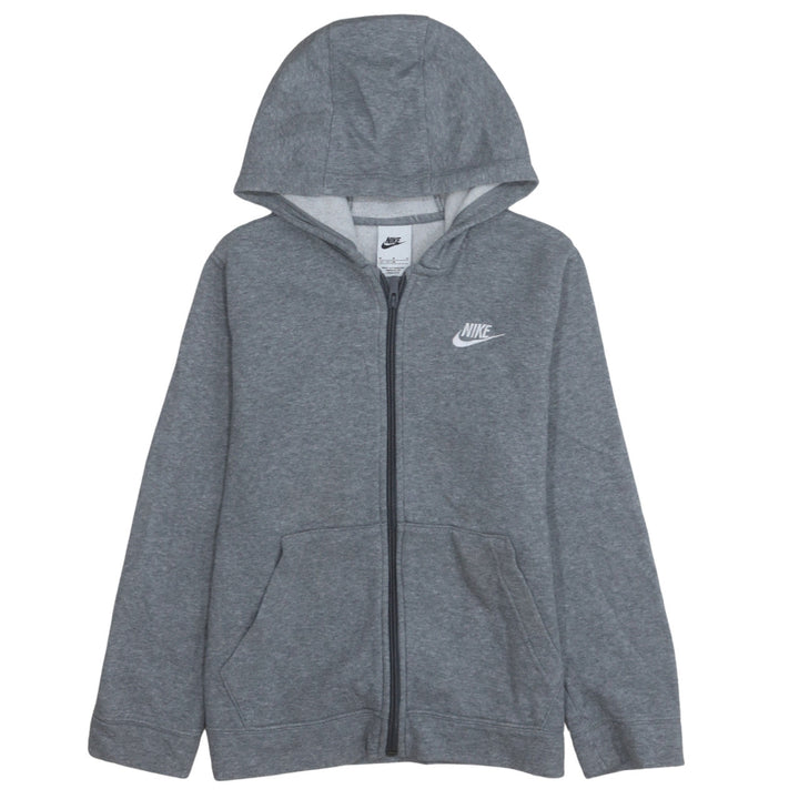 Nike Boys Grey Full Zip Hoodie Size 10-11Y Fleece Sportswear