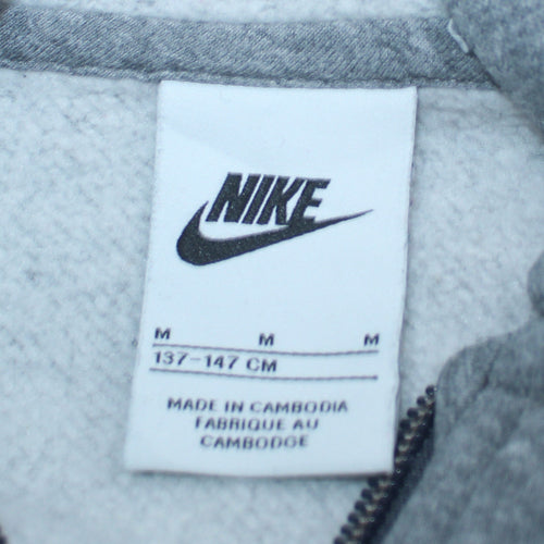 Nike Boys Grey Full Zip Hoodie Size 10-11Y Fleece Sportswear