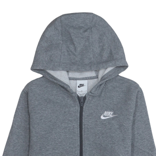 Nike Boys Grey Full Zip Hoodie Size 10-11Y Fleece Sportswear