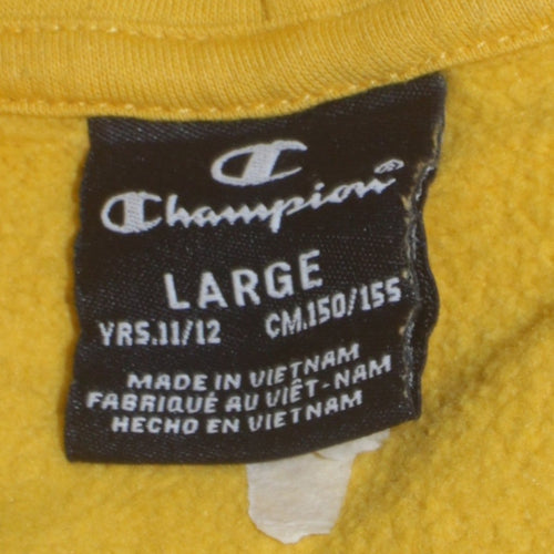 Champion Boys Yellow Pullover Hoodie 11-12 Years Logo Fleece Sweatshirt