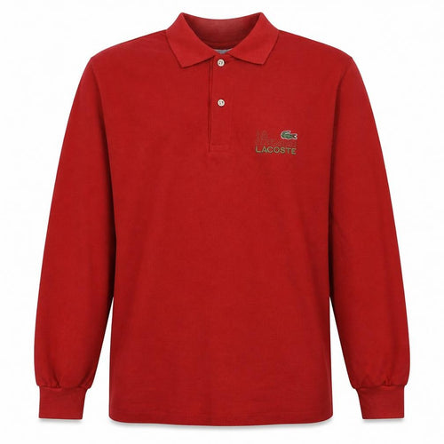 Lacoste Mens Red Long Sleeve Collared Cotton Polo Shirt XL