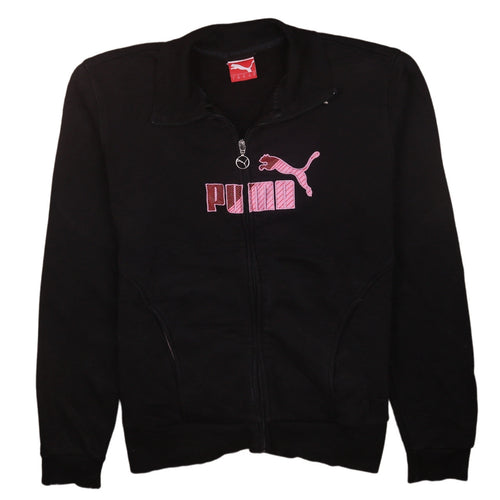 Puma Womens Black Track Jacket Size 14 Full Zip Cotton Blend