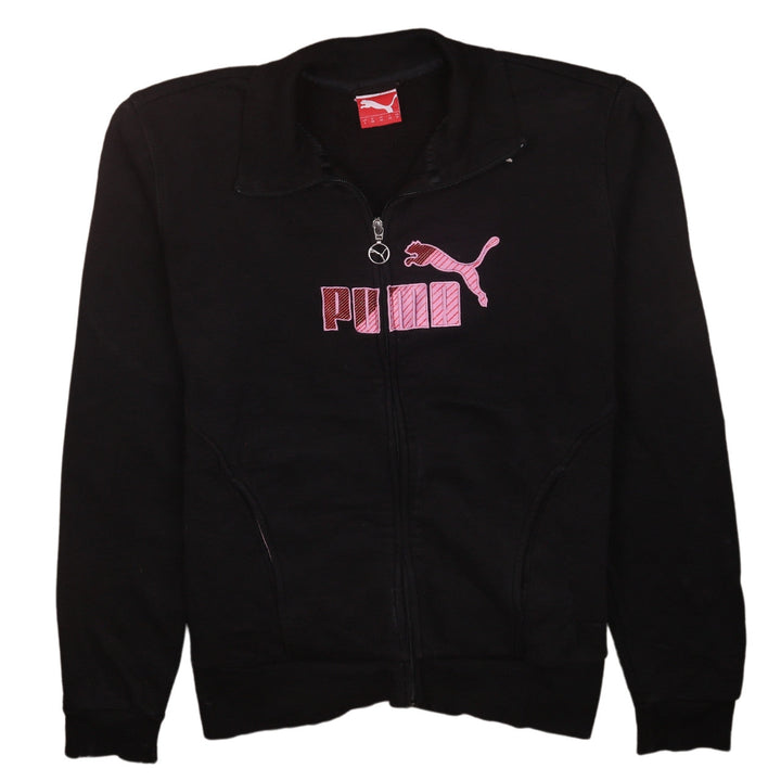 Puma Womens Black Track Jacket Size 14 Full Zip Cotton Blend
