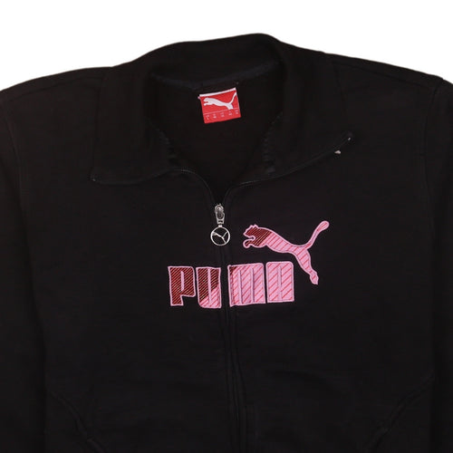 Puma Womens Black Track Jacket Size 14 Full Zip Cotton Blend
