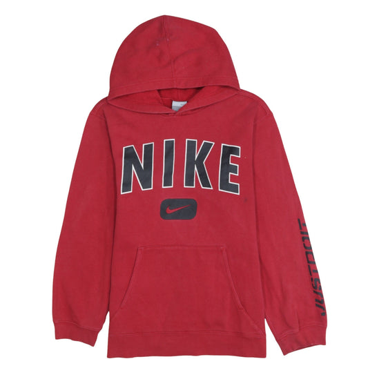 Nike Teens Red Pullover Hoodie Sweatshirt Size L Logo Print