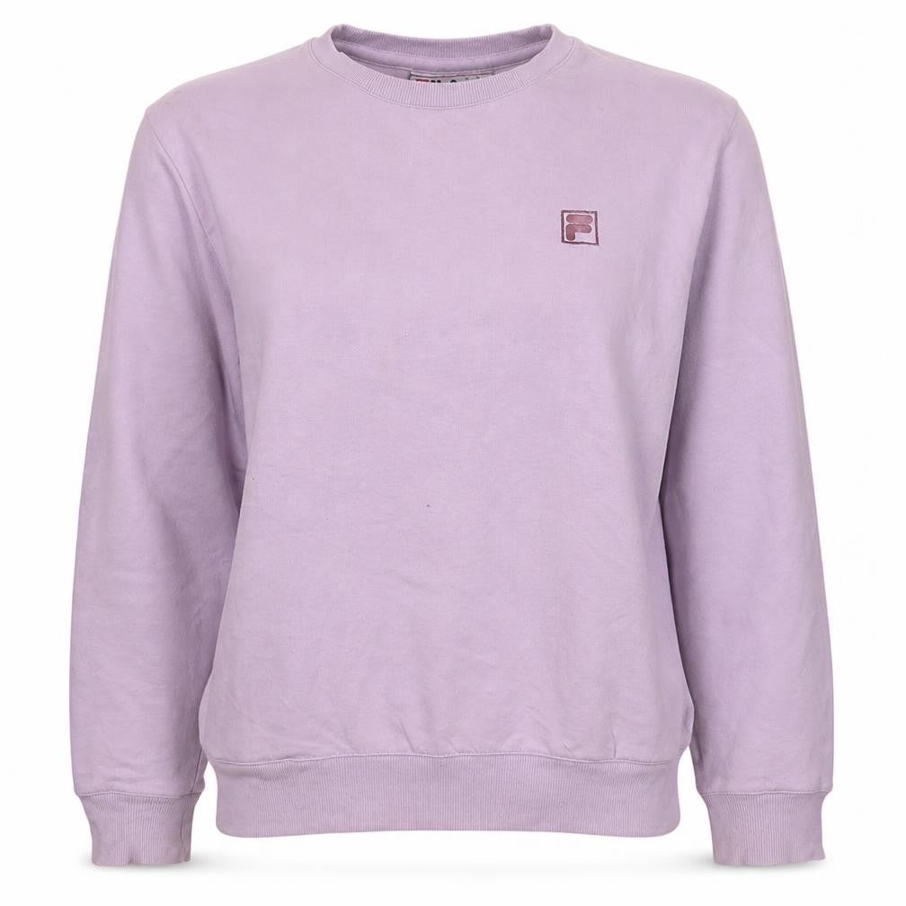 Front view of Fila Women Pink Pullover Sweatshirt M Crew Neck Cotton Logo