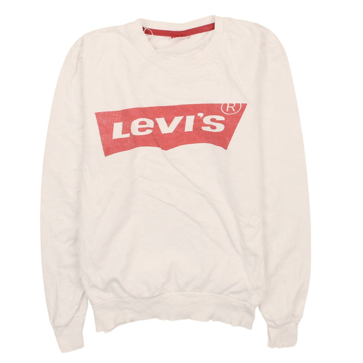 Levi's Men's White Logo Pullover Sweatshirt Size S
