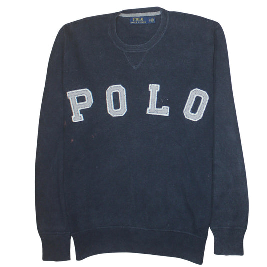 Polo Ralph Lauren Men Blue Cotton Logo Pullover Sweatshirt Size S