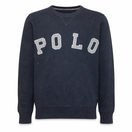 Front view of Polo Ralph Lauren Men Blue Cotton Logo Pullover Sweatshirt, size S