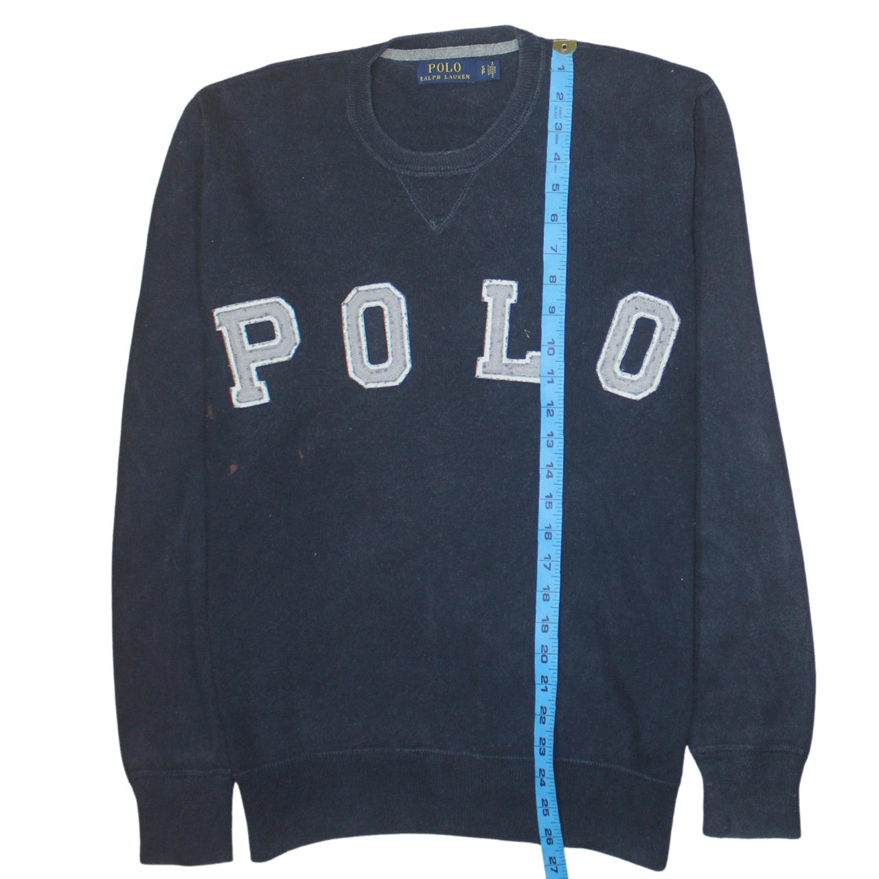 Polo Ralph Lauren Men Blue Cotton Logo Pullover Sweatshirt Size S