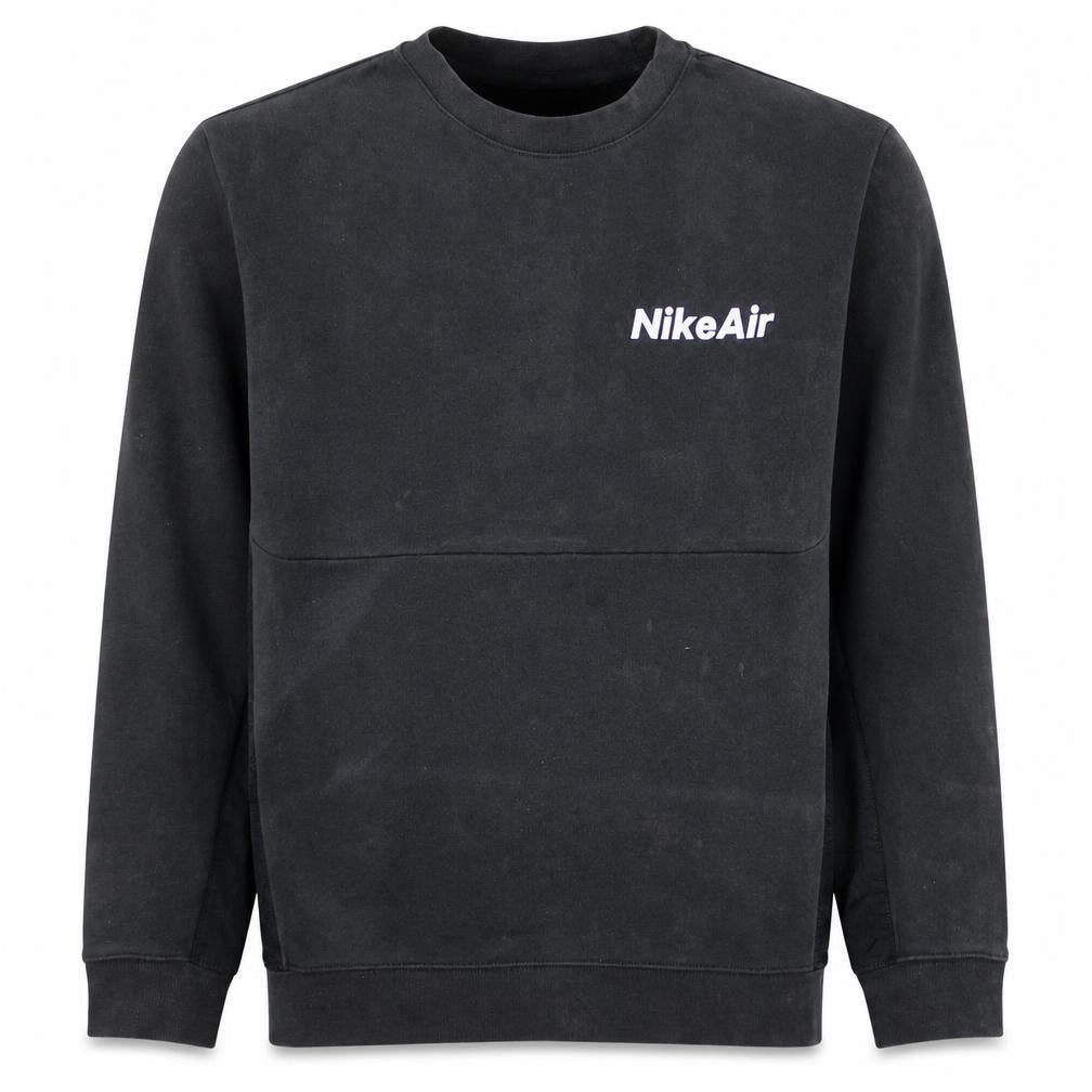 Front view of Nike Air Men's Black Crew Neck Pullover Sweatshirt, size M