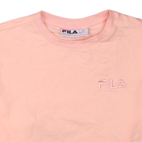 Fila Womens Pink Crew Neck Sweatshirt Size S Cotton Logo Casual