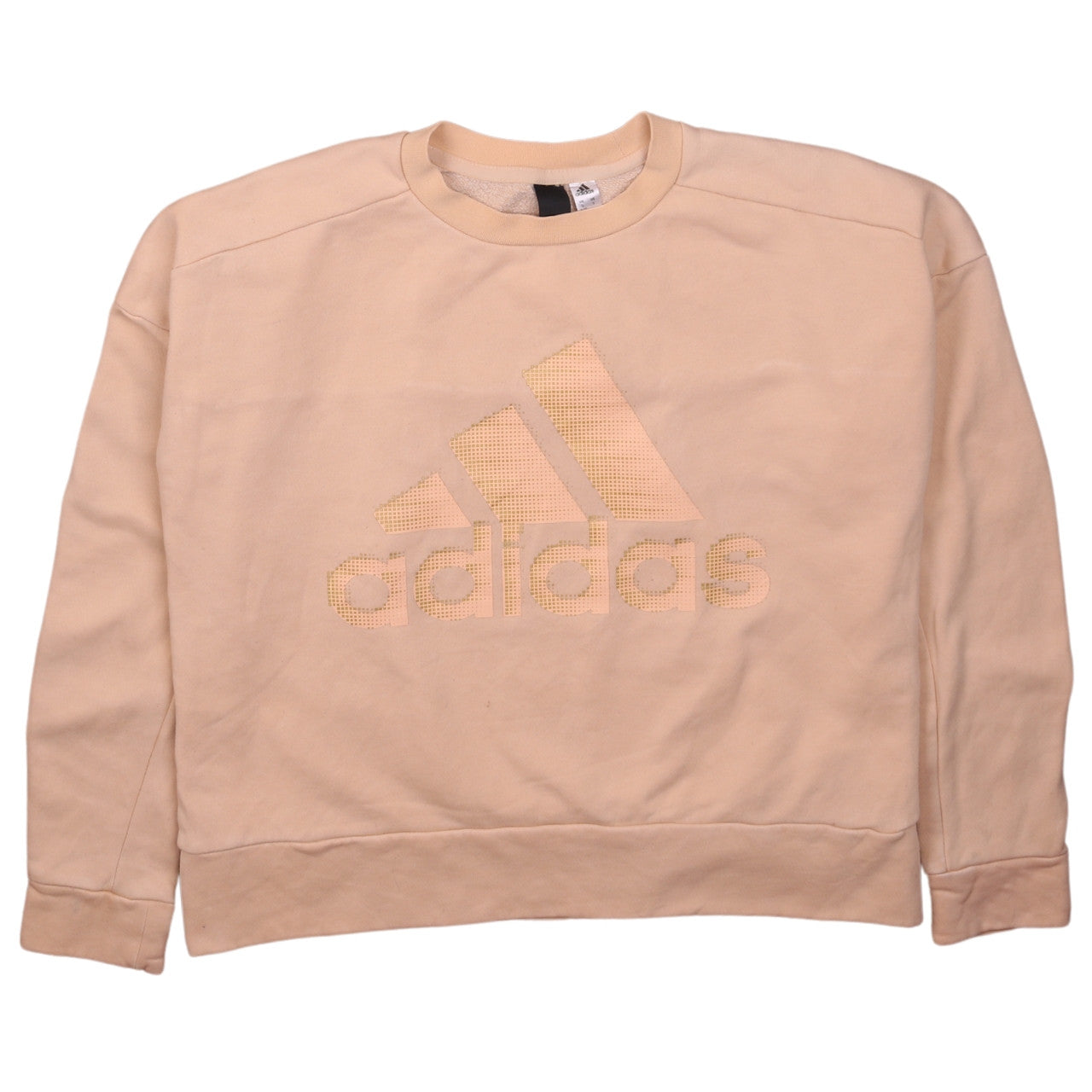 Adidas Womens Beige Logo Crew Neck Pullover Sweatshirt Size S