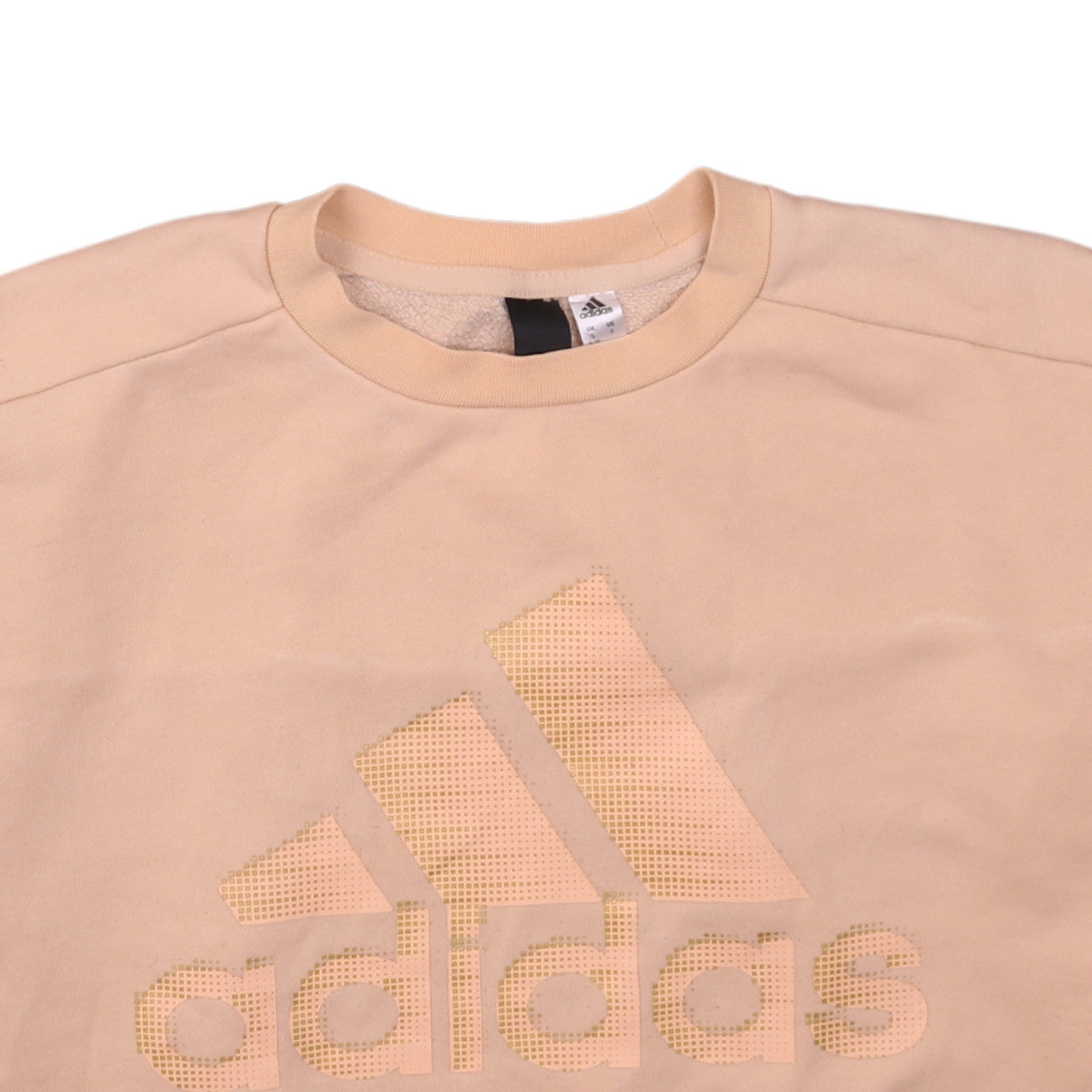 Adidas Womens Beige Logo Crew Neck Pullover Sweatshirt Size S