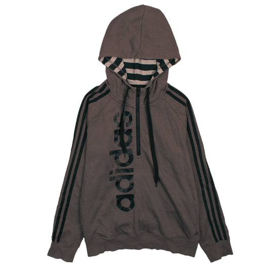 adidas Womens Brown Hoodie Size M Climailte Cotton 1/2 Zip Casual Sportswear