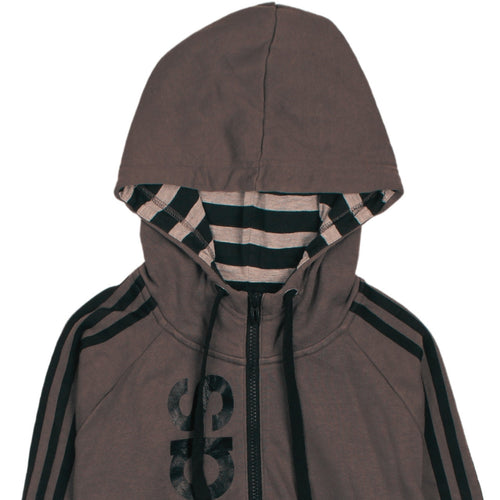adidas Womens Brown Hoodie Size M Climailte Cotton 1/2 Zip Casual Sportswear