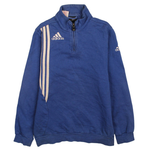 Adidas Boys Blue 1/4 Zip Fleece Sweatshirt 16 Years Regular Fit Sports Top