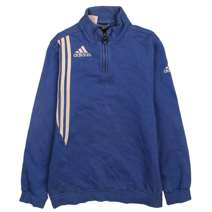 Adidas Boys Blue 1/4 Zip Fleece Sweatshirt 16 Years Regular Fit Sports Top