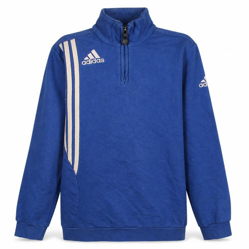 Adidas Boys Blue 1/4 Zip Fleece Sweatshirt 16 Years Regular Fit Sports Top