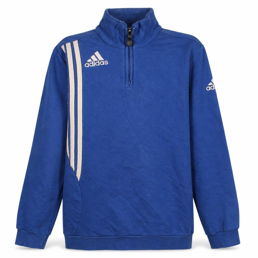 Adidas Boys Blue 1/4 Zip Fleece Sweatshirt 16 Years Regular Fit Sports Top