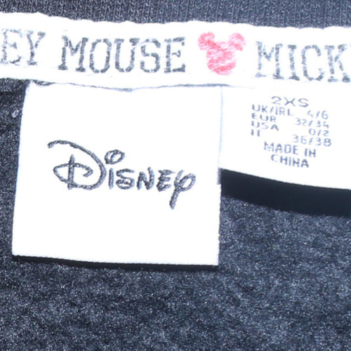 Disney Womens Black Mickey Mouse Pullover Sweatshirt 2XS