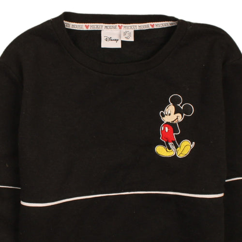 Disney Womens Black Mickey Mouse Pullover Sweatshirt 2XS
