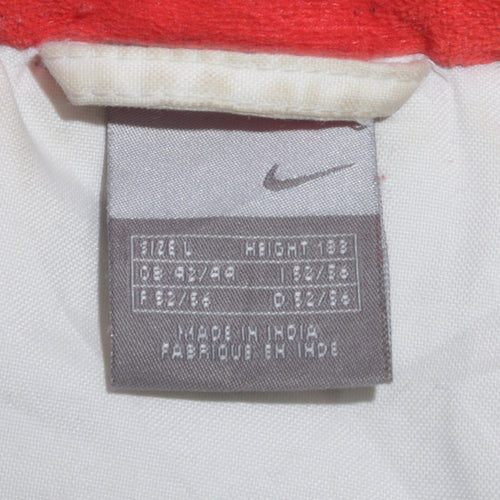 Nike Mens White Blue Hooded Puffer Jacket Size L Winter Coat