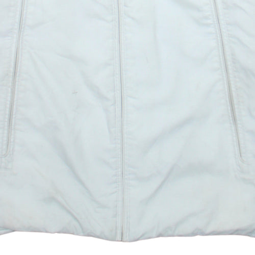 Nike Mens White Blue Hooded Puffer Jacket Size L Winter Coat