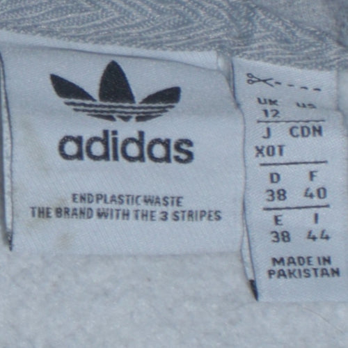 Adidas Women Grey Pullover Hoodie Size 12 Cotton Blend