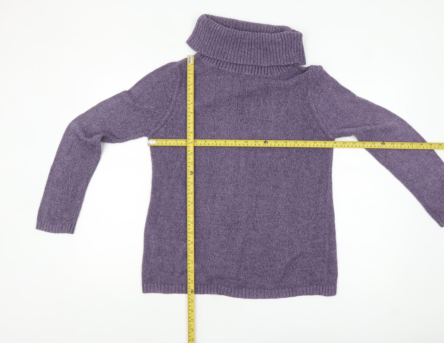 Marks and Spencer Women's Purple Roll Neck Knit Jumper UK 14