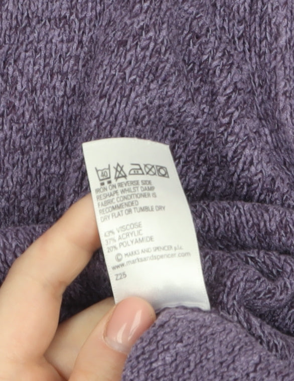 Marks and Spencer Women's Purple Roll Neck Knit Jumper UK 14