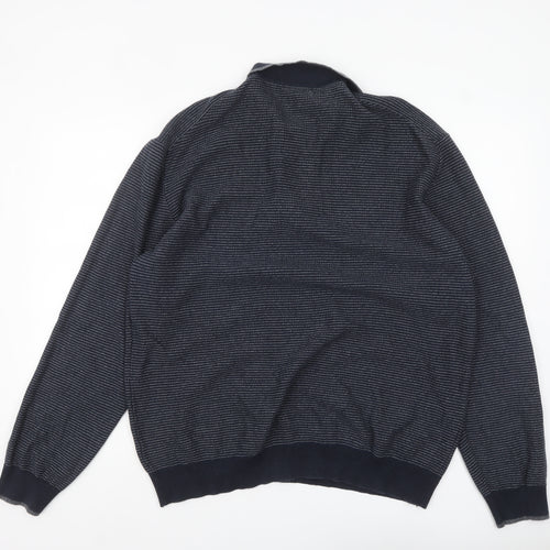 Tu Men's Blue 2XL Collared Half Zip Cotton Jumper