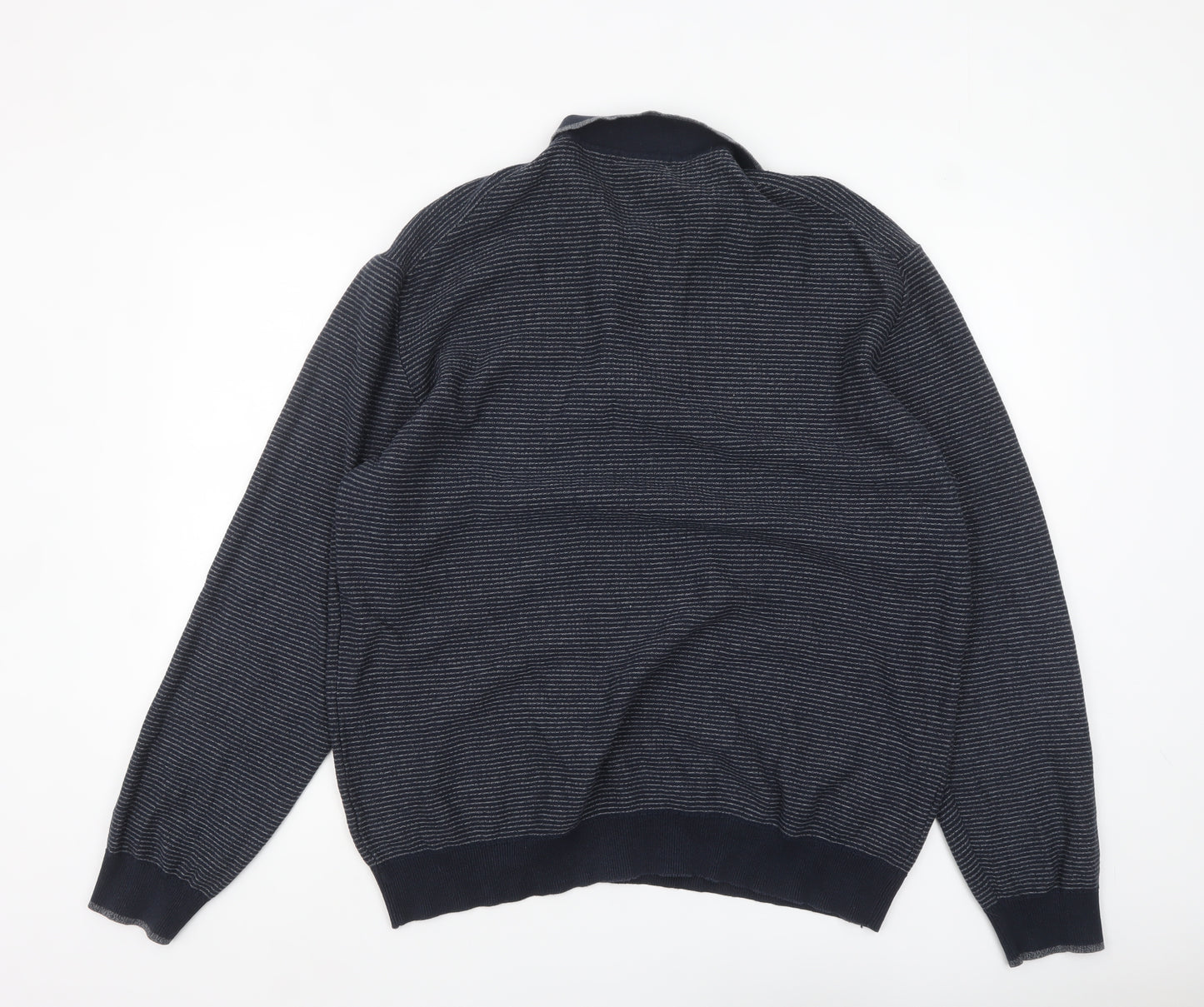 Tu Men's Blue 2XL Collared Half Zip Cotton Jumper