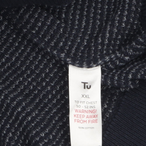 Tu Men's Blue 2XL Collared Half Zip Cotton Jumper