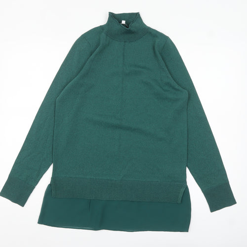 Next Women Green High Neck Tunic Jumper Size S
