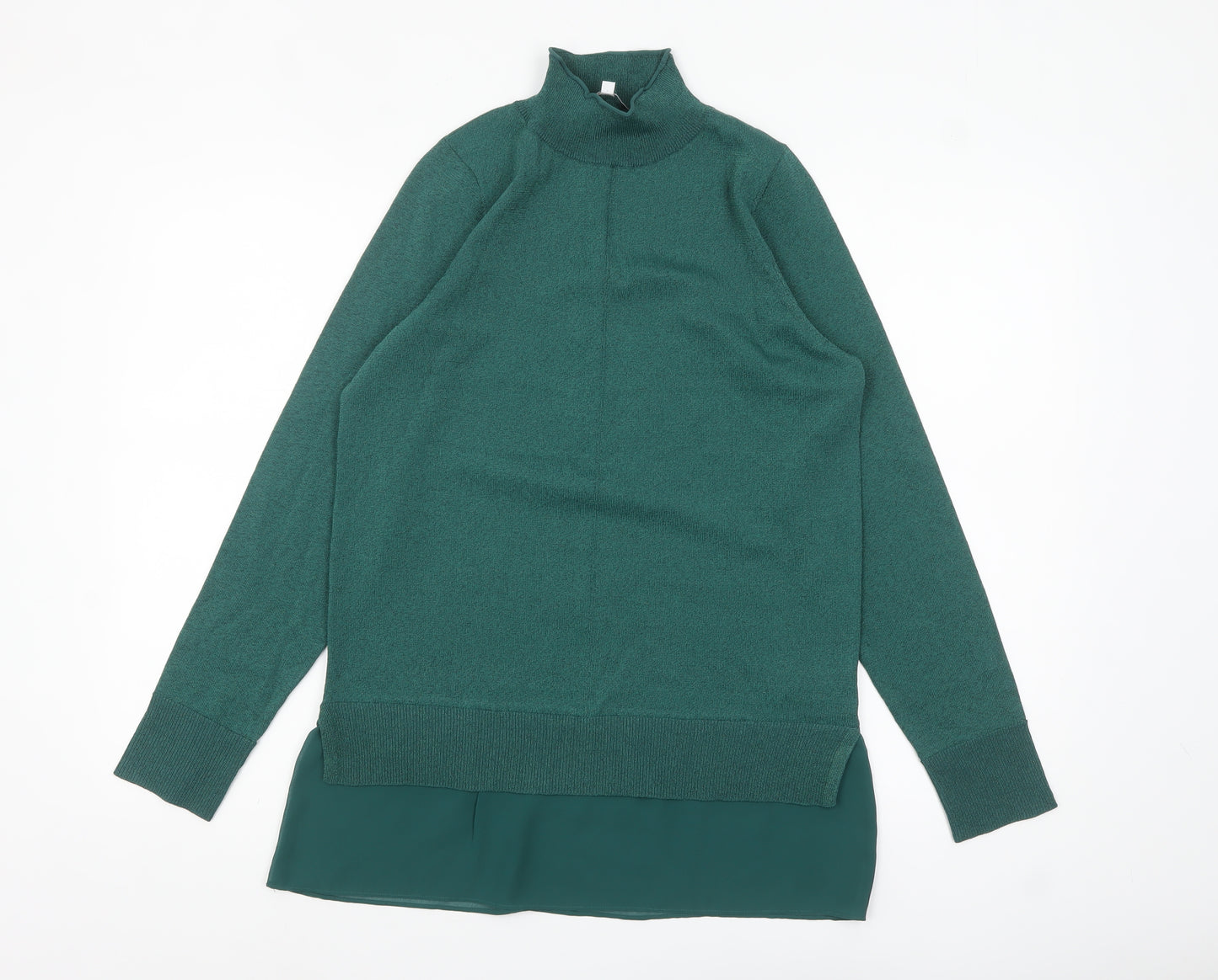 Next Women Green High Neck Tunic Jumper Size S