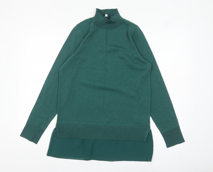 Next Women Green High Neck Tunic Jumper Size S