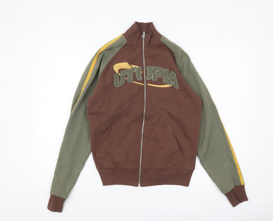 Urban Outfitters Men's Brown Bomber Jacket Small Retro Full Zip