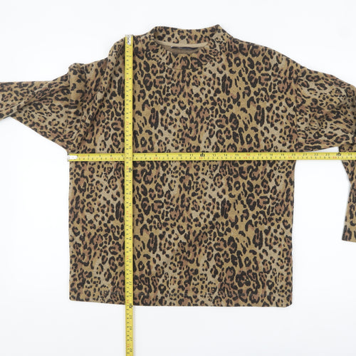 Marks and Spencer Women's Brown Leopard Print Long Sleeve Mock Neck Top Size 10