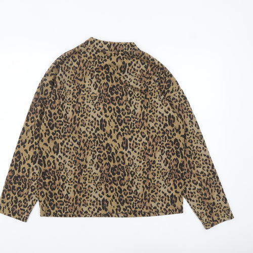 Marks and Spencer Women's Brown Leopard Print Long Sleeve Mock Neck Top Size 10