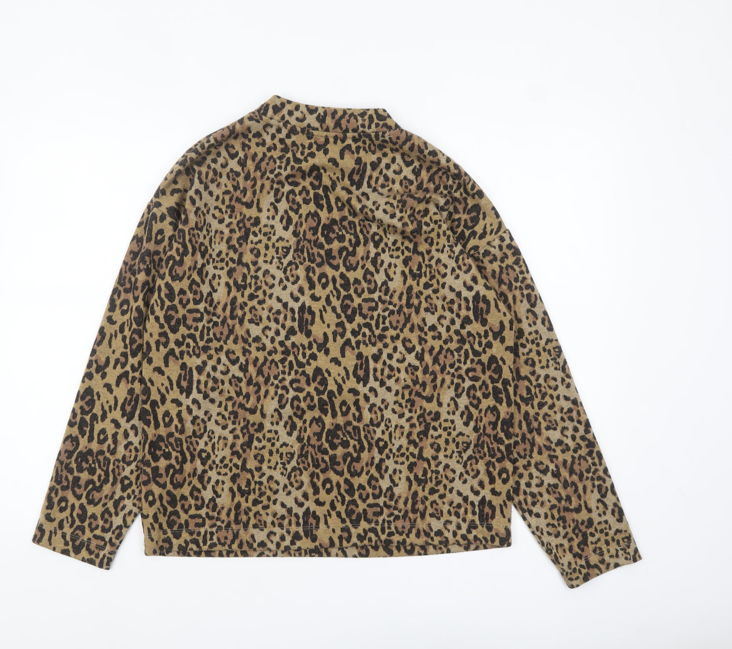 Marks and Spencer Women's Brown Leopard Print Long Sleeve Mock Neck Top Size 10