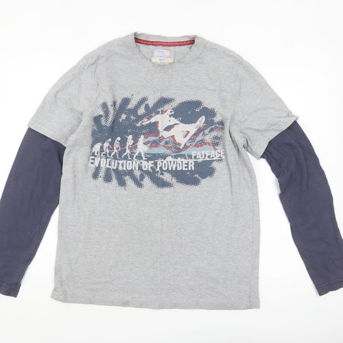 Fat Face Men's Grey Long Sleeve Graphic Sports T-Shirt Size M