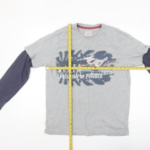 Fat Face Men's Grey Long Sleeve Graphic Sports T-Shirt Size M