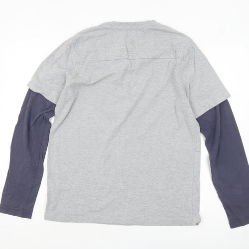 Fat Face Men's Grey Long Sleeve Graphic Sports T-Shirt Size M