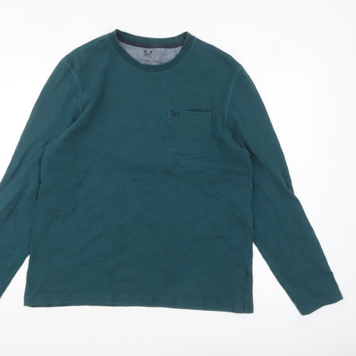 Crew Clothing Company Men's Green Long Sleeve Cotton Top L