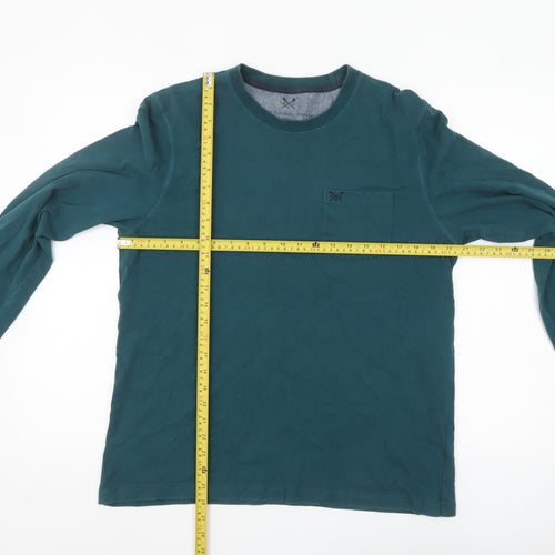 Crew Clothing Company Men's Green Long Sleeve Cotton Top L
